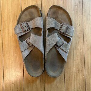 Birkenstock Arizona Suede Leather, Taupe, Men's Size 47